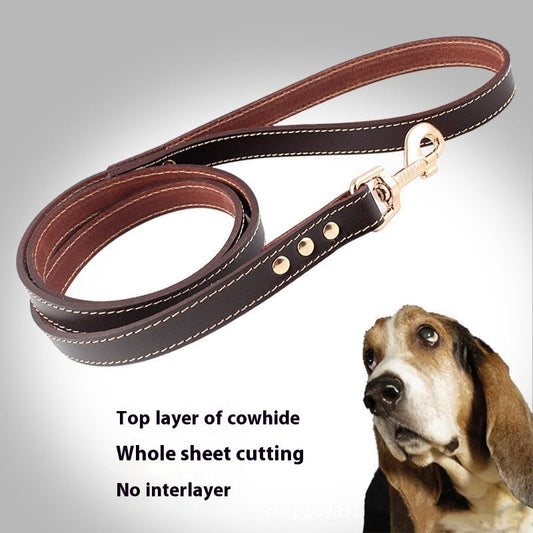 KFX-6149693 Brown First Layer Cowhide Dog Hand Holding Rope Chain - 2.0cm, 1.2cm Artificial Leather, Suitable for All Seasons