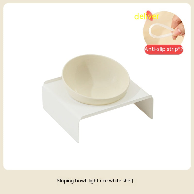 KFX-6150077 Ceramic Beveled Cat Bowl - 300ml, 15cm Diameter, Durable Design