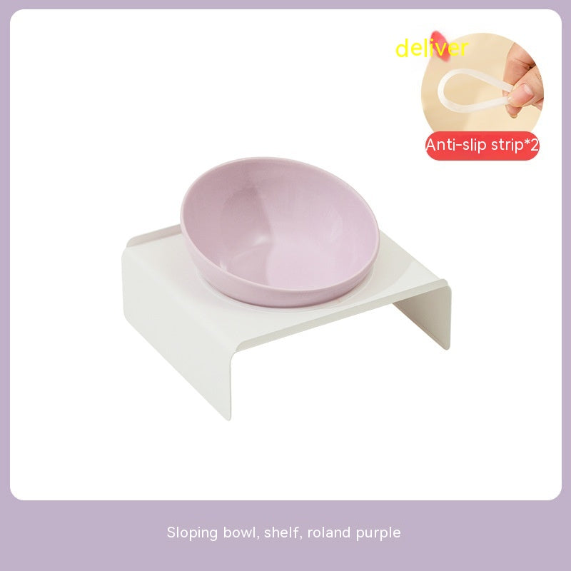 KFX-6150077 Ceramic Beveled Cat Bowl - 300ml, 15cm Diameter, Durable Design