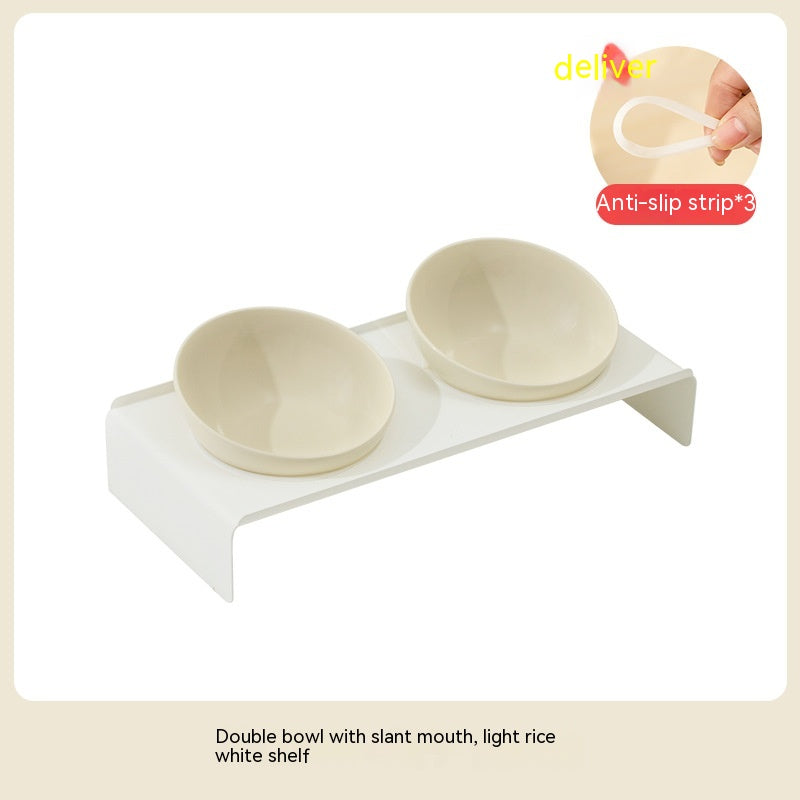 KFX-6150077 Ceramic Beveled Cat Bowl - 300ml, 15cm Diameter, Durable Design