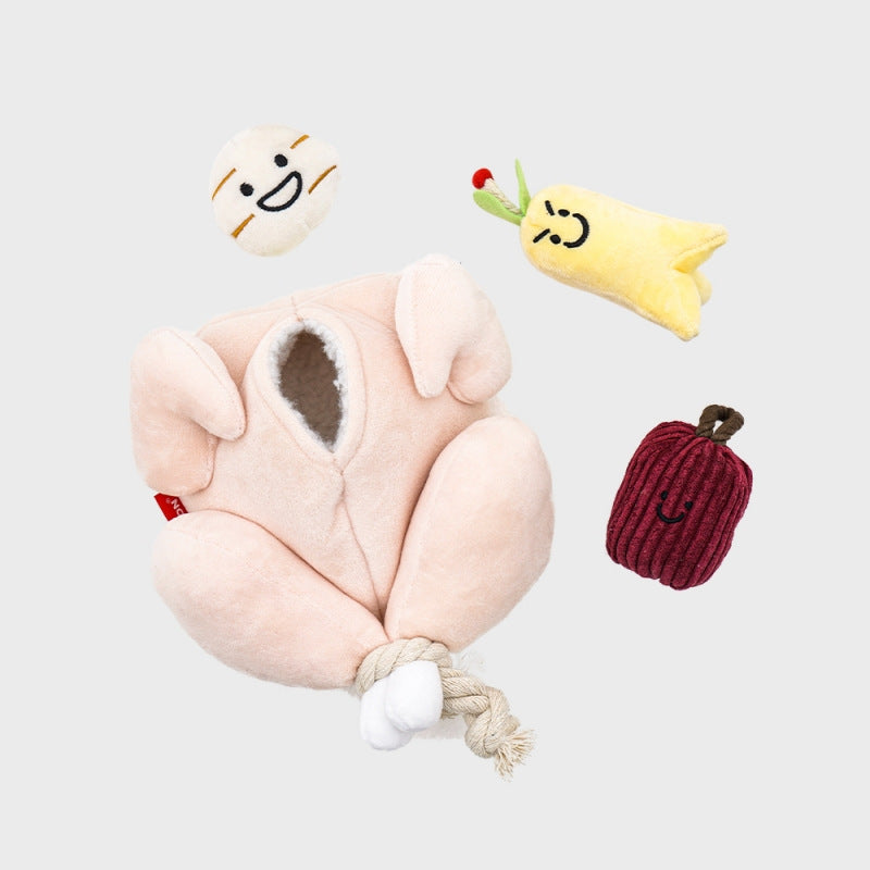KFX-6150717 Interactive Plush Chicken Soup Toy for Dogs with Sound - Sniff and Play Pet Enrichment