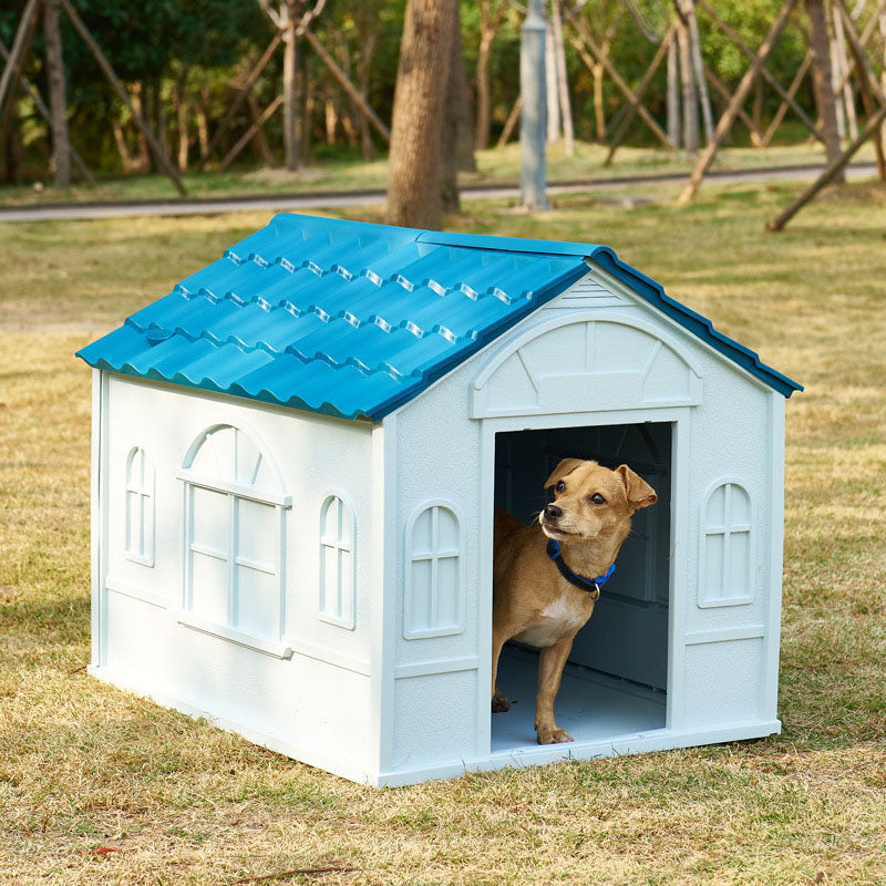 KFX-6151741 Rainproof Outdoor Kennel for Medium and Large Dogs in Blue, Red, and Green