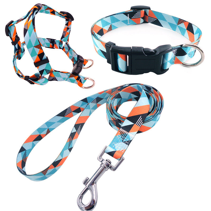 KFX-6152509 Comfortable Pet Collar and Leash Set with Adjustable Harness in Various Colors