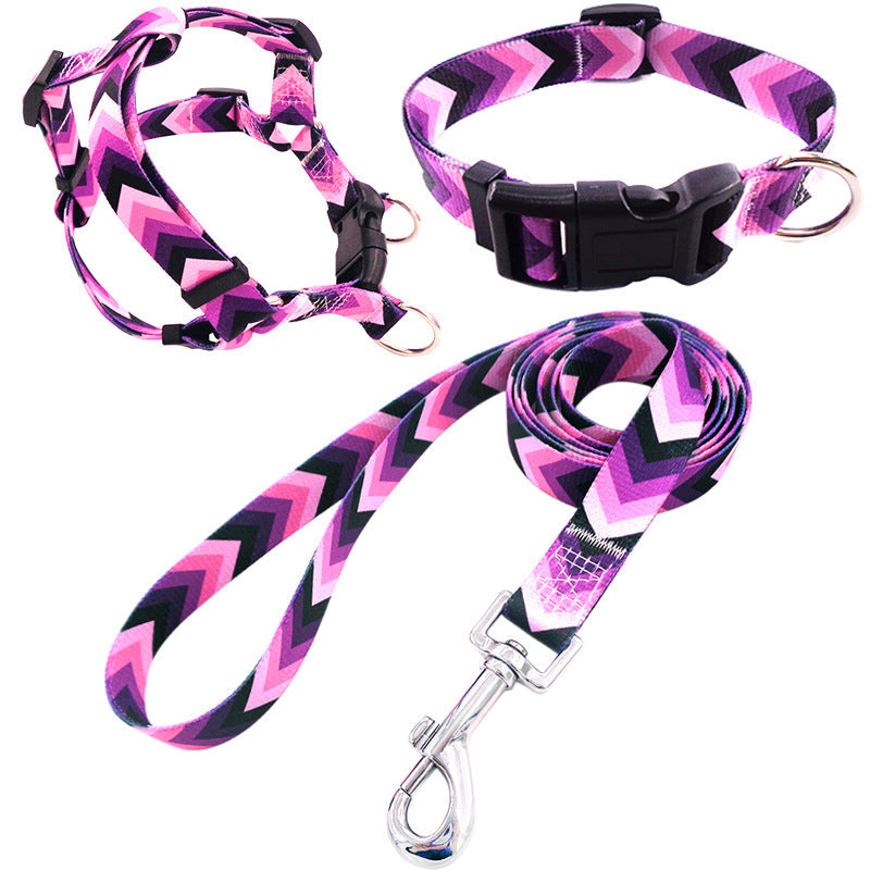 KFX-6152509 Comfortable Pet Collar and Leash Set with Adjustable Harness in Various Colors