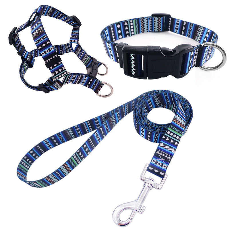 KFX-6152509 Comfortable Pet Collar and Leash Set with Adjustable Harness in Various Colors