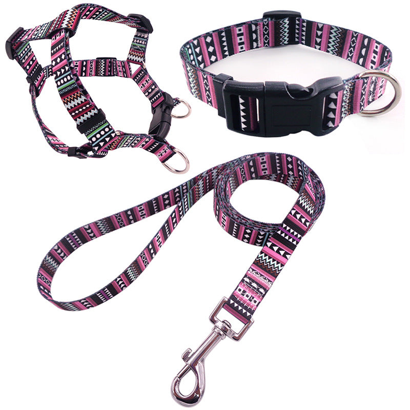 KFX-6152509 Comfortable Pet Collar and Leash Set with Adjustable Harness in Various Colors