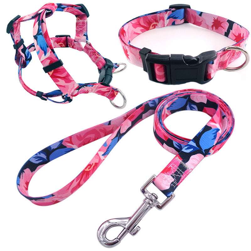 KFX-6152509 Comfortable Pet Collar and Leash Set with Adjustable Harness in Various Colors