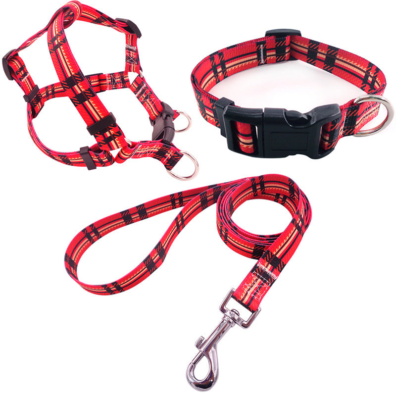 KFX-6152509 Comfortable Pet Collar and Leash Set with Adjustable Harness in Various Colors