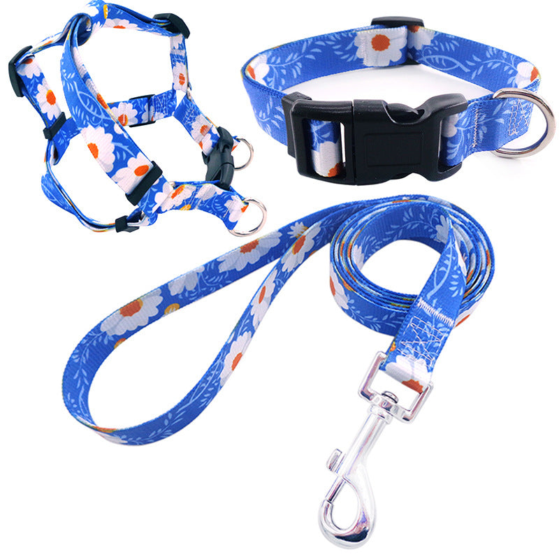 KFX-6152509 Comfortable Pet Collar and Leash Set with Adjustable Harness in Various Colors