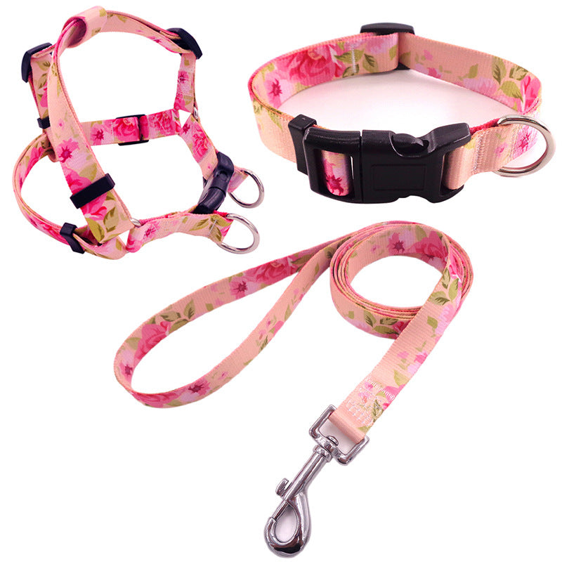 KFX-6152509 Comfortable Pet Collar and Leash Set with Adjustable Harness in Various Colors