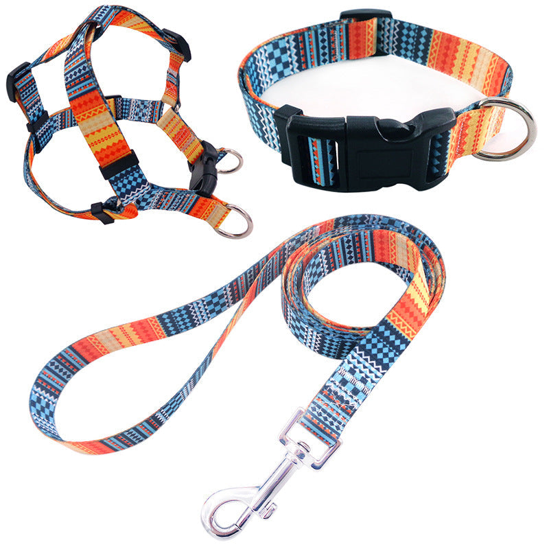 KFX-6152509 Comfortable Pet Collar and Leash Set with Adjustable Harness in Various Colors