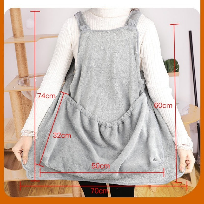 KFX-6153149 Adjustable Pet Carrier Apron for Outdoor Travel - Cozy Plush Chest Bag for Small Cats and Dogs