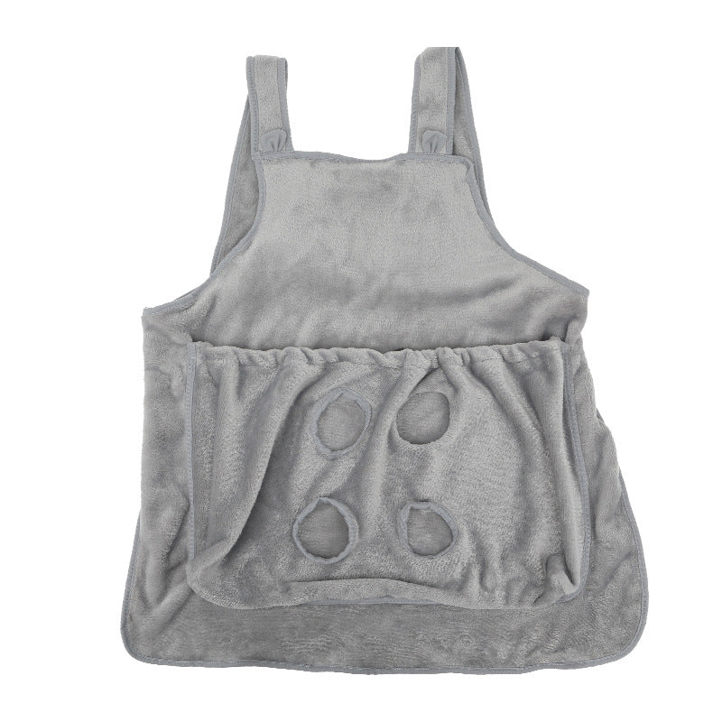 KFX-6153149 Adjustable Pet Carrier Apron for Outdoor Travel - Cozy Plush Chest Bag for Small Cats and Dogs