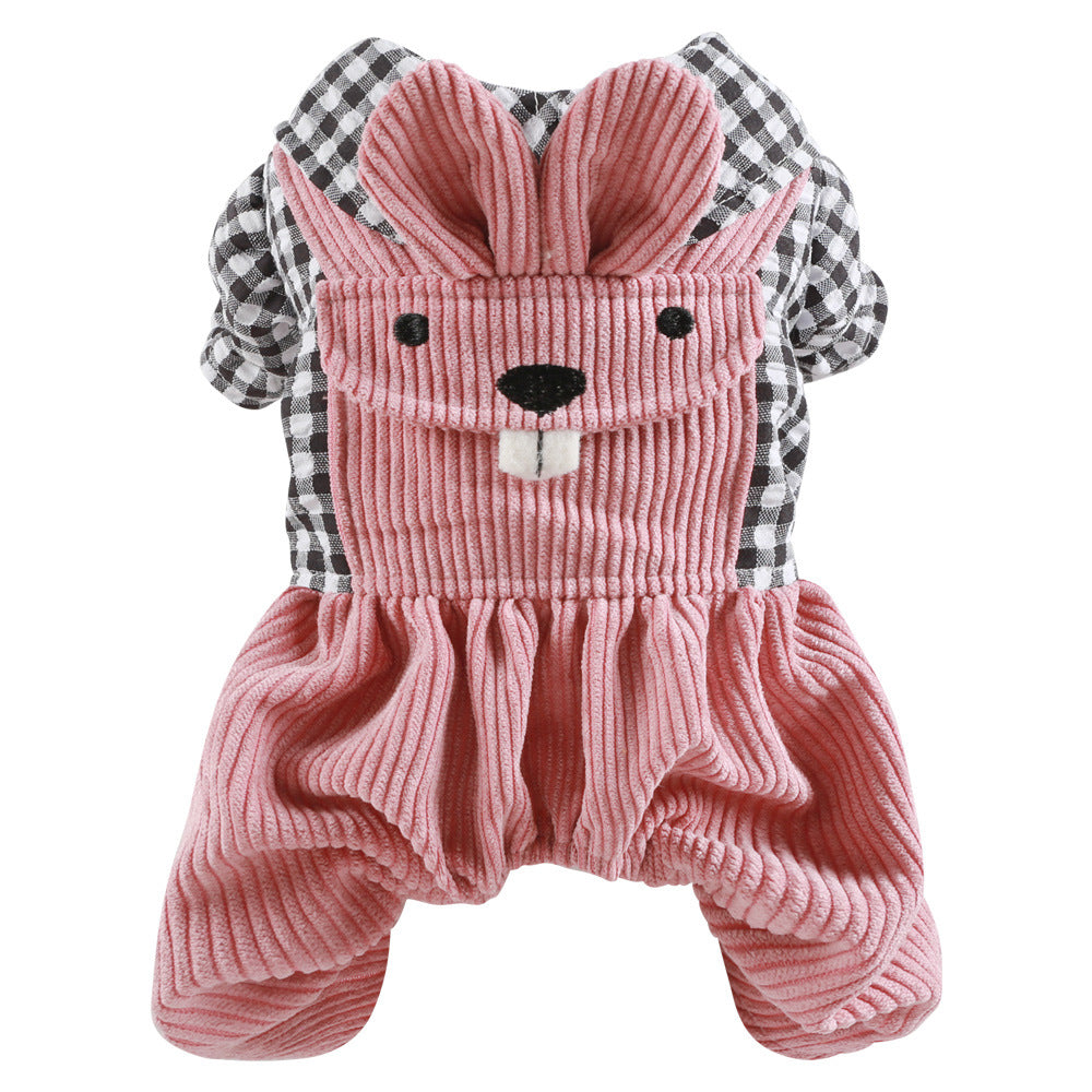 KFX-6154045 Plaid Fleece-Lined Overalls for Dogs - Comfortable, Stylish Pet Apparel