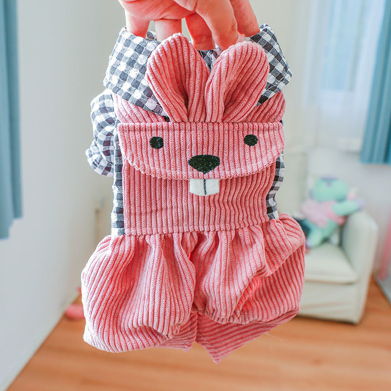 KFX-6154045 Plaid Fleece-Lined Overalls for Dogs - Comfortable, Stylish Pet Apparel