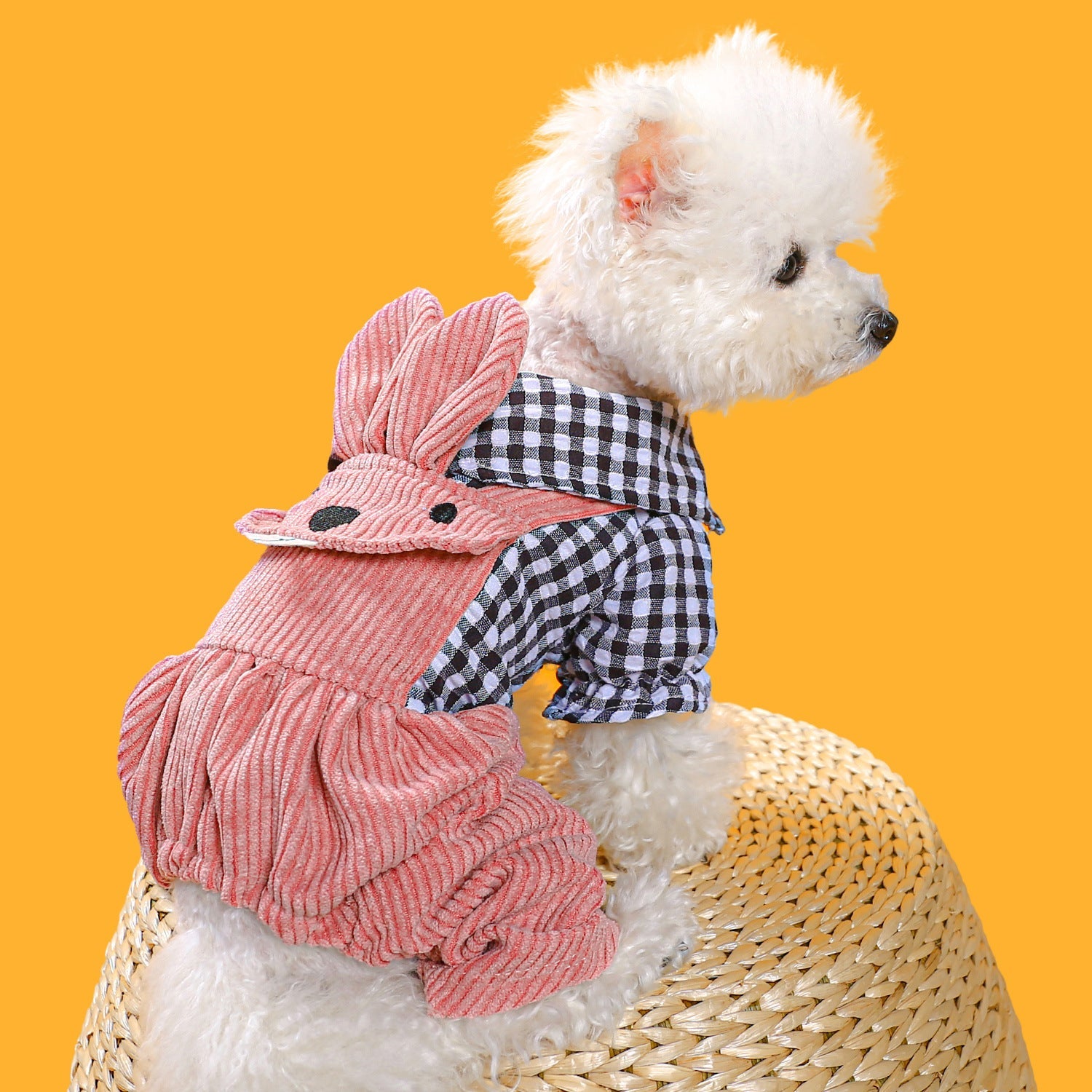 KFX-6154045 Plaid Fleece-Lined Overalls for Dogs - Comfortable, Stylish Pet Apparel