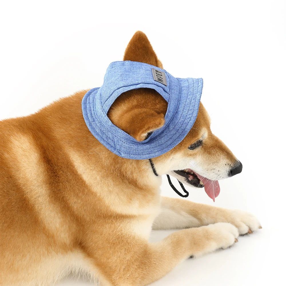 KFX-6154685 Denim Sun Visor Cap for Dogs and Cats with Adjustable Ear Holes