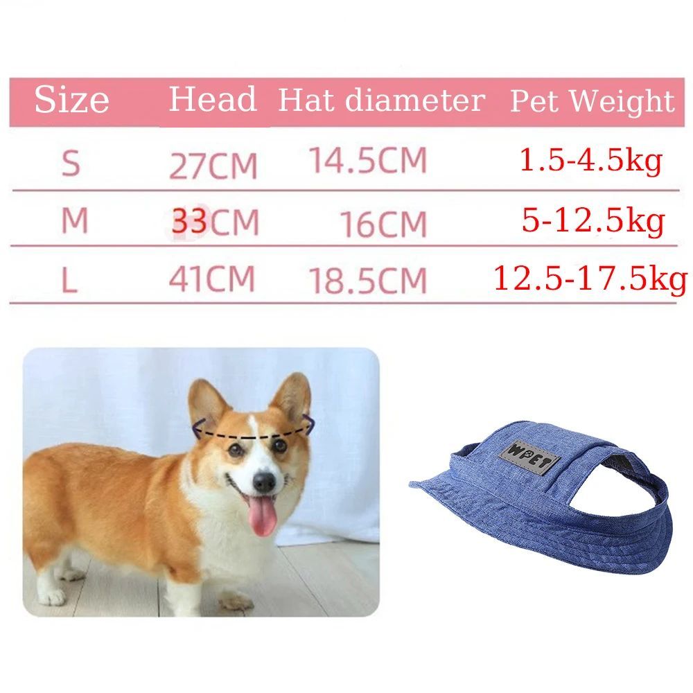 KFX-6154685 Denim Sun Visor Cap for Dogs and Cats with Adjustable Ear Holes
