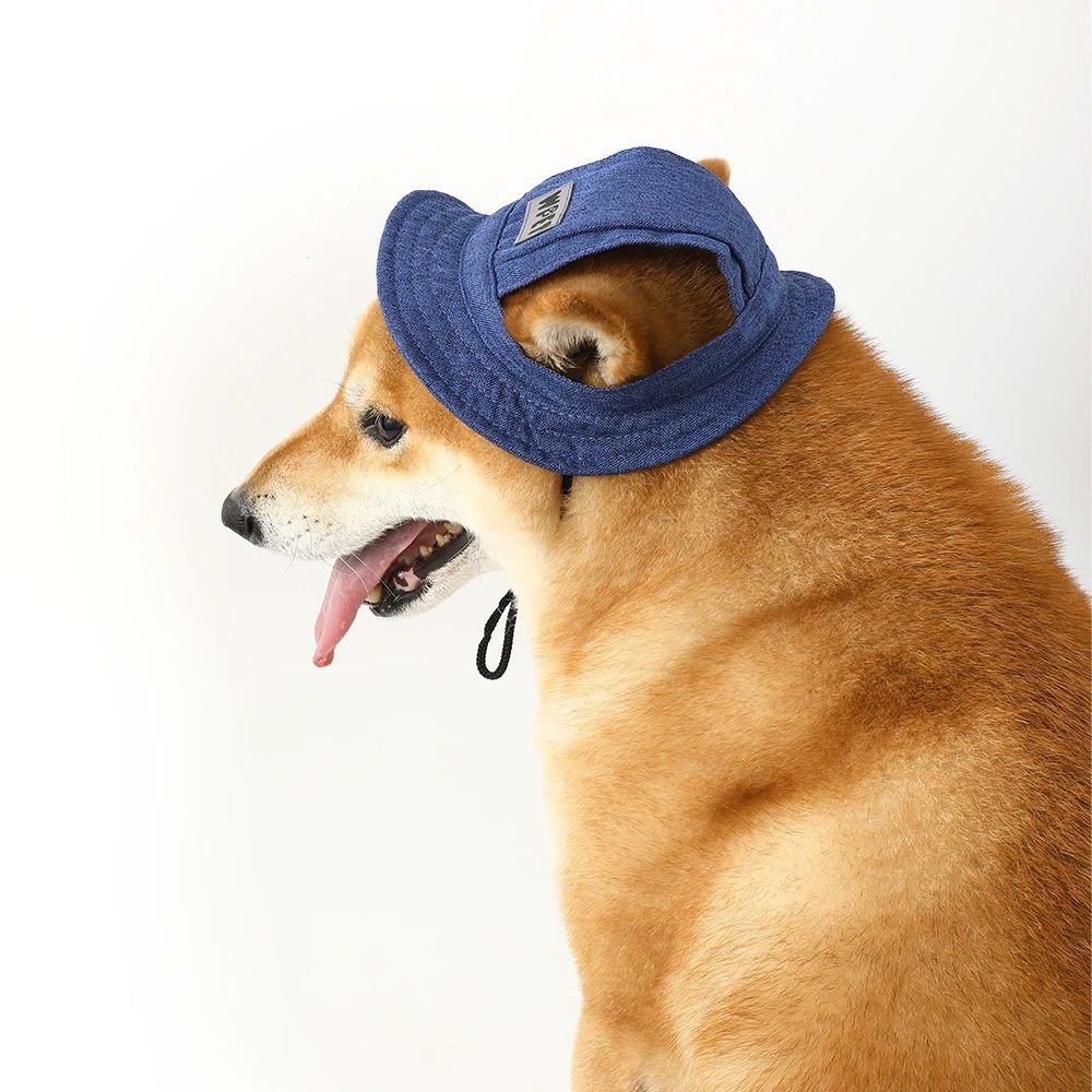 KFX-6154685 Denim Sun Visor Cap for Dogs and Cats with Adjustable Ear Holes