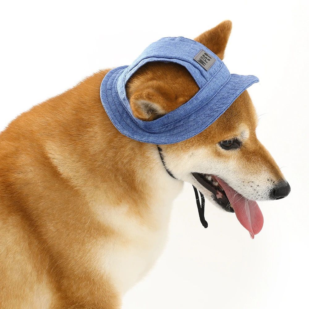 KFX-6154685 Denim Sun Visor Cap for Dogs and Cats with Adjustable Ear Holes