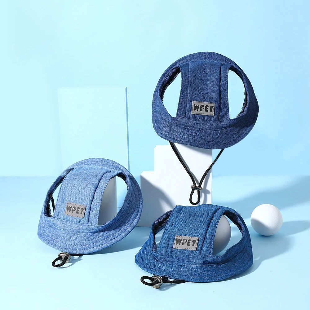 KFX-6154685 Denim Sun Visor Cap for Dogs and Cats with Adjustable Ear Holes