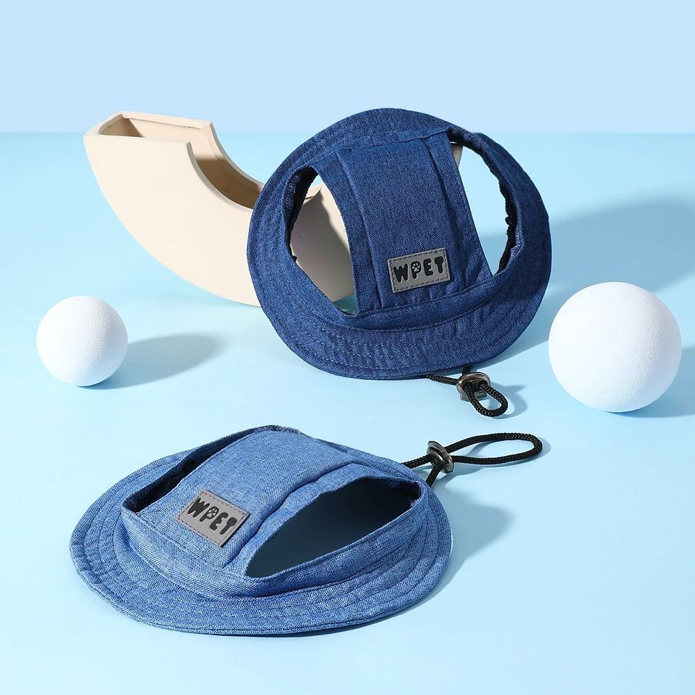 KFX-6154685 Denim Sun Visor Cap for Dogs and Cats with Adjustable Ear Holes