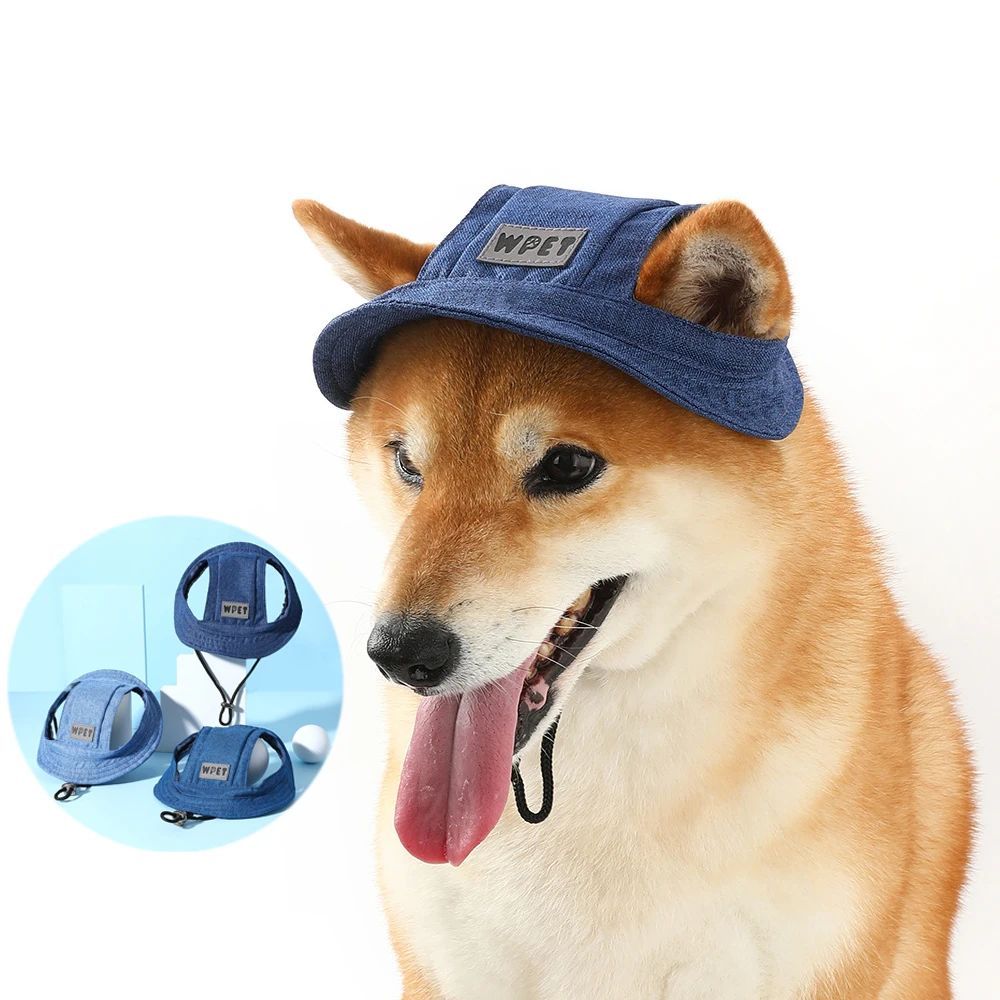 KFX-6154685 Denim Sun Visor Cap for Dogs and Cats with Adjustable Ear Holes