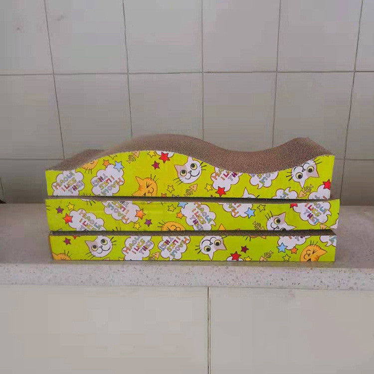 KFX-6155837 Corrugated Cardboard Cat Scratch Board - Nibble Toy for Cats (43x22x3.5cm)