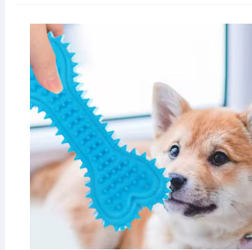 KFX-6156477 Soft Rubber Dog Love Bone Toy for Molar Teeth Cleaning - Available in Pink, Green, Blue