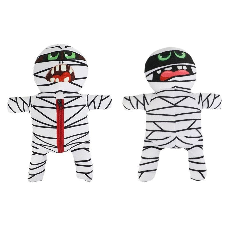 KFX-6157117 Plush Mummy Hide-and-Seek Pet Toy Set - Nine Interactive Pieces for Fun and Engagement