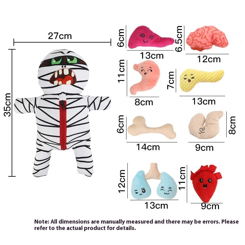 KFX-6157117 Plush Mummy Hide-and-Seek Pet Toy Set - Nine Interactive Pieces for Fun and Engagement