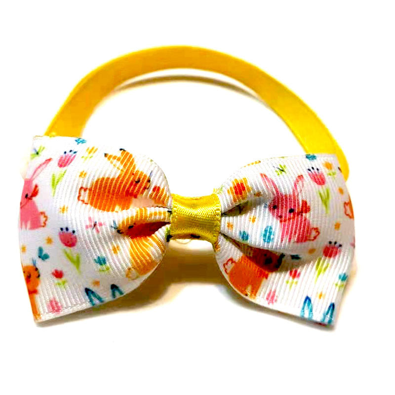 KFX-6157885 Easter-Themed Pet Bow Tie and Head Flower Set in Various Colors