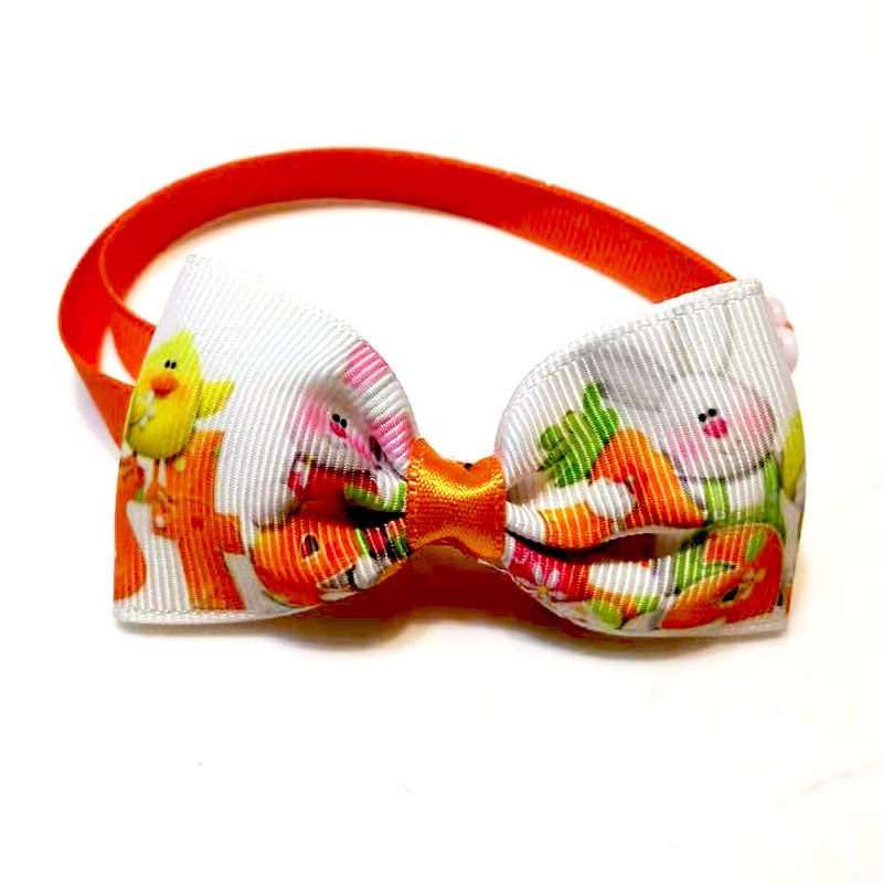 KFX-6157885 Easter-Themed Pet Bow Tie and Head Flower Set in Various Colors