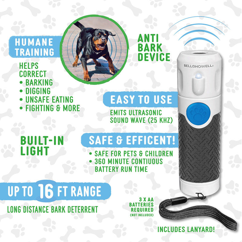 KFX-6158909 Ultrasonic Handheld Dog Trainer for Bark Control, White, ABS Material