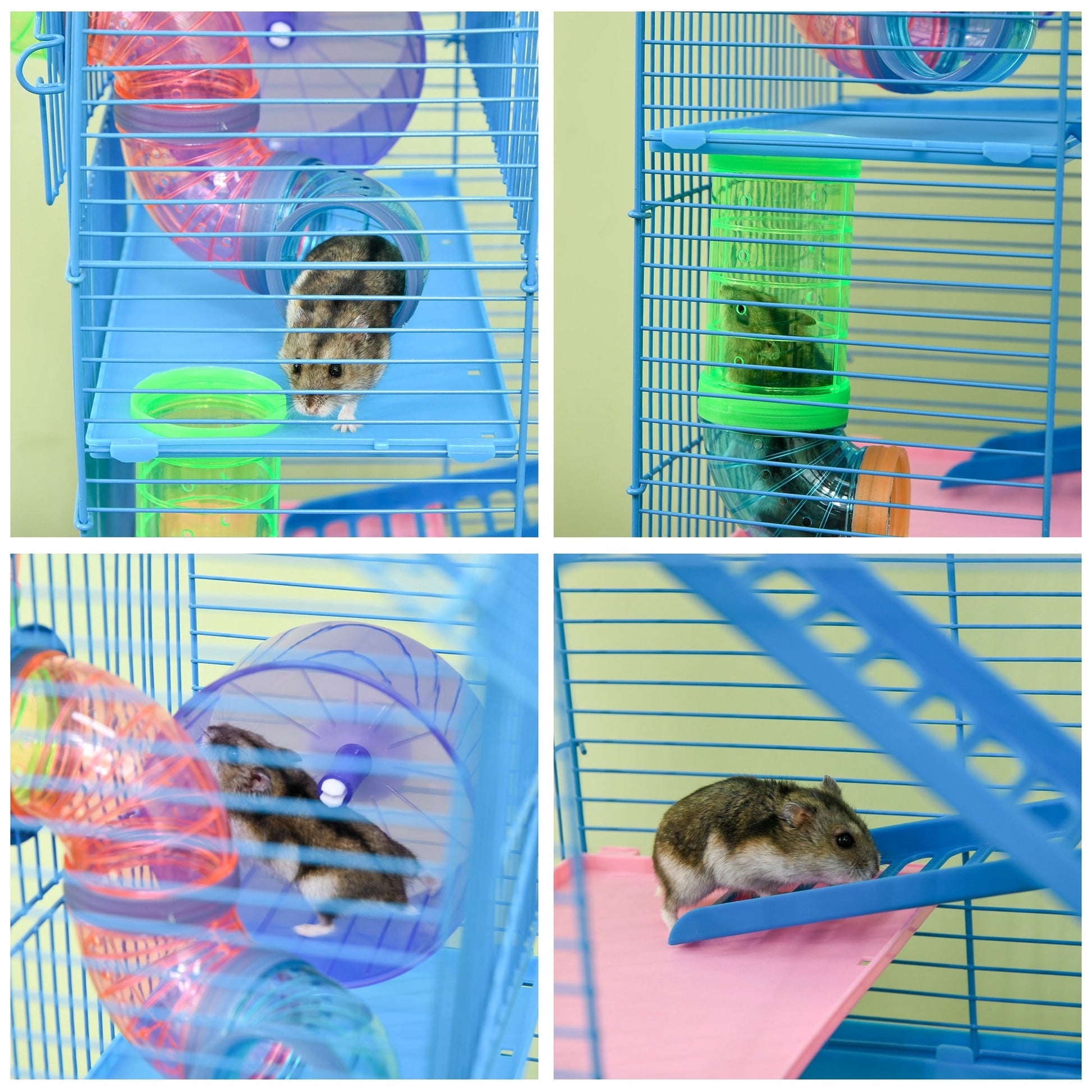 KFX-6159293 5-Tier Hamster Cage with Tubes, Ramps, and Accessories for Small Pets