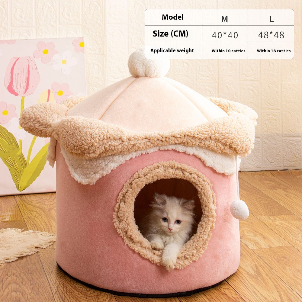 KFX-6159677 Ice Cream House Soft Plush Pet Bed in Various Colors and Sizes