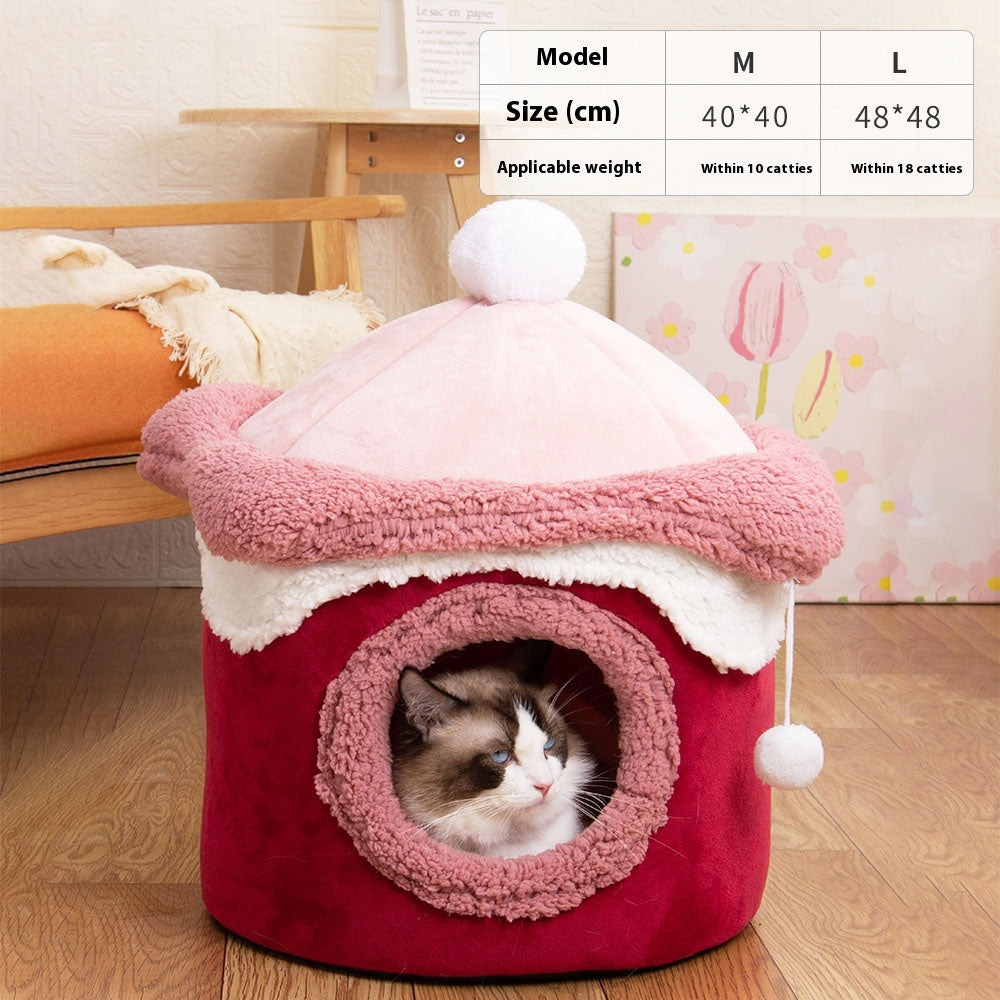 KFX-6159677 Ice Cream House Soft Plush Pet Bed in Various Colors and Sizes