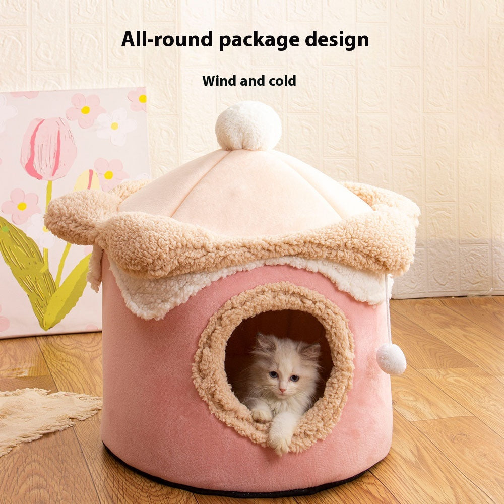 KFX-6159677 Ice Cream House Soft Plush Pet Bed in Various Colors and Sizes