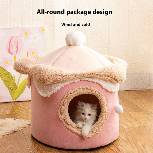 KFX-6159677 Ice Cream House Soft Plush Pet Bed in Various Colors and Sizes