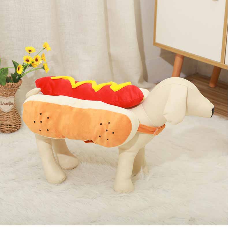 KFX-6159805 Hot Dog Costume for Pets - Fun Dog Clothing with Hook-and-Loop Fastener, Available in Multiple Sizes