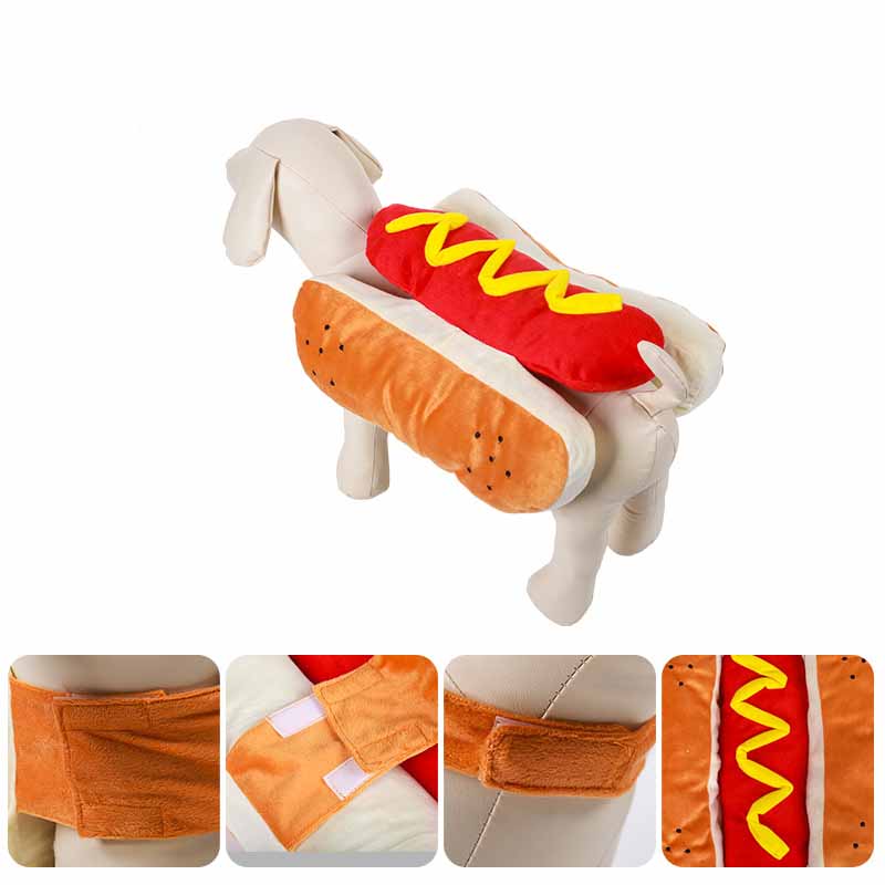 KFX-6159805 Hot Dog Costume for Pets - Fun Dog Clothing with Hook-and-Loop Fastener, Available in Multiple Sizes
