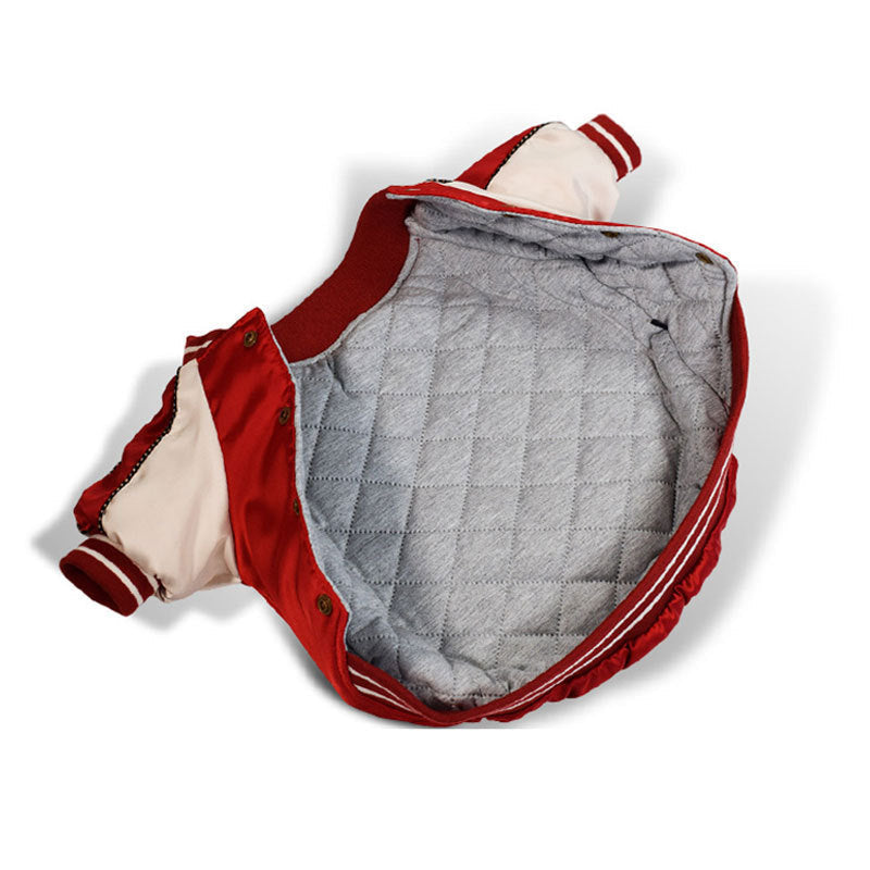 KFX-6160701 Cotton-Padded Dog Jacket - Casual Outerwear in Blue and Red, Sizes XS to 2XL