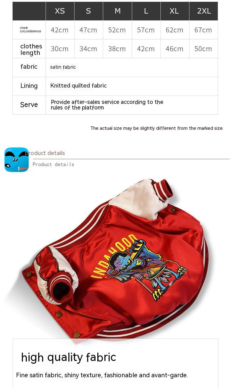 KFX-6160701 Cotton-Padded Dog Jacket - Casual Outerwear in Blue and Red, Sizes XS to 2XL