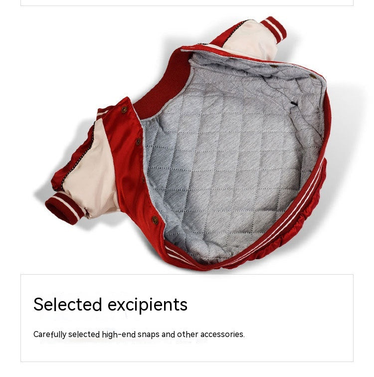KFX-6160701 Cotton-Padded Dog Jacket - Casual Outerwear in Blue and Red, Sizes XS to 2XL