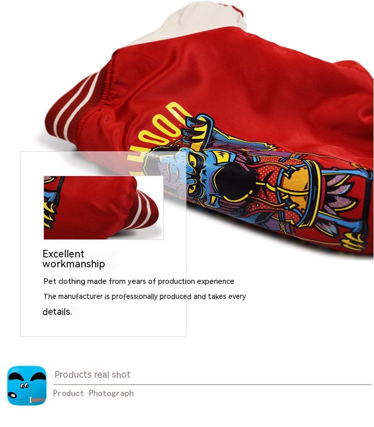 KFX-6160701 Cotton-Padded Dog Jacket - Casual Outerwear in Blue and Red, Sizes XS to 2XL