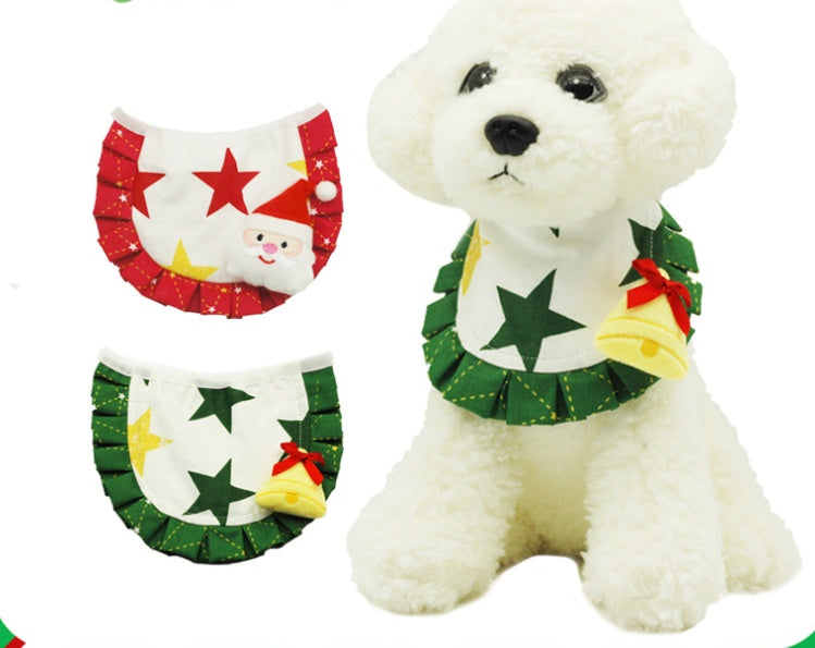 KFX-6161981 Christmas Pattern Cotton Pet Saliva Towel Bib for Dogs and Cats - Small and Large Sizes Available