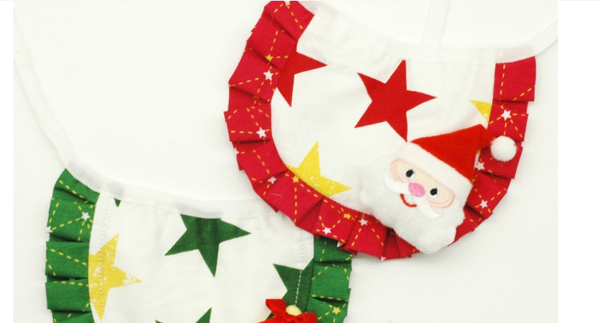 KFX-6161981 Christmas Pattern Cotton Pet Saliva Towel Bib for Dogs and Cats - Small and Large Sizes Available