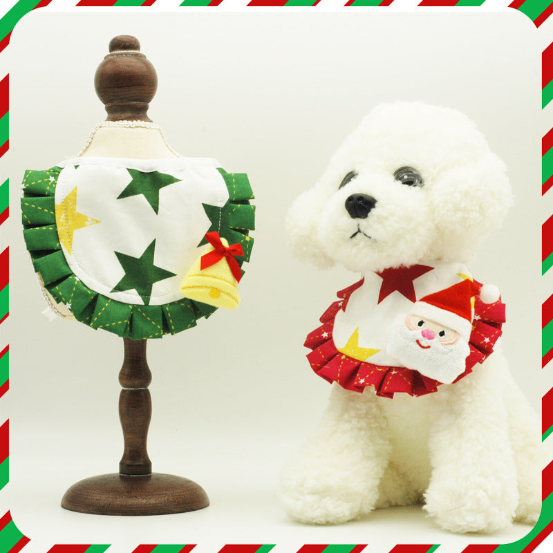 KFX-6161981 Christmas Pattern Cotton Pet Saliva Towel Bib for Dogs and Cats - Small and Large Sizes Available