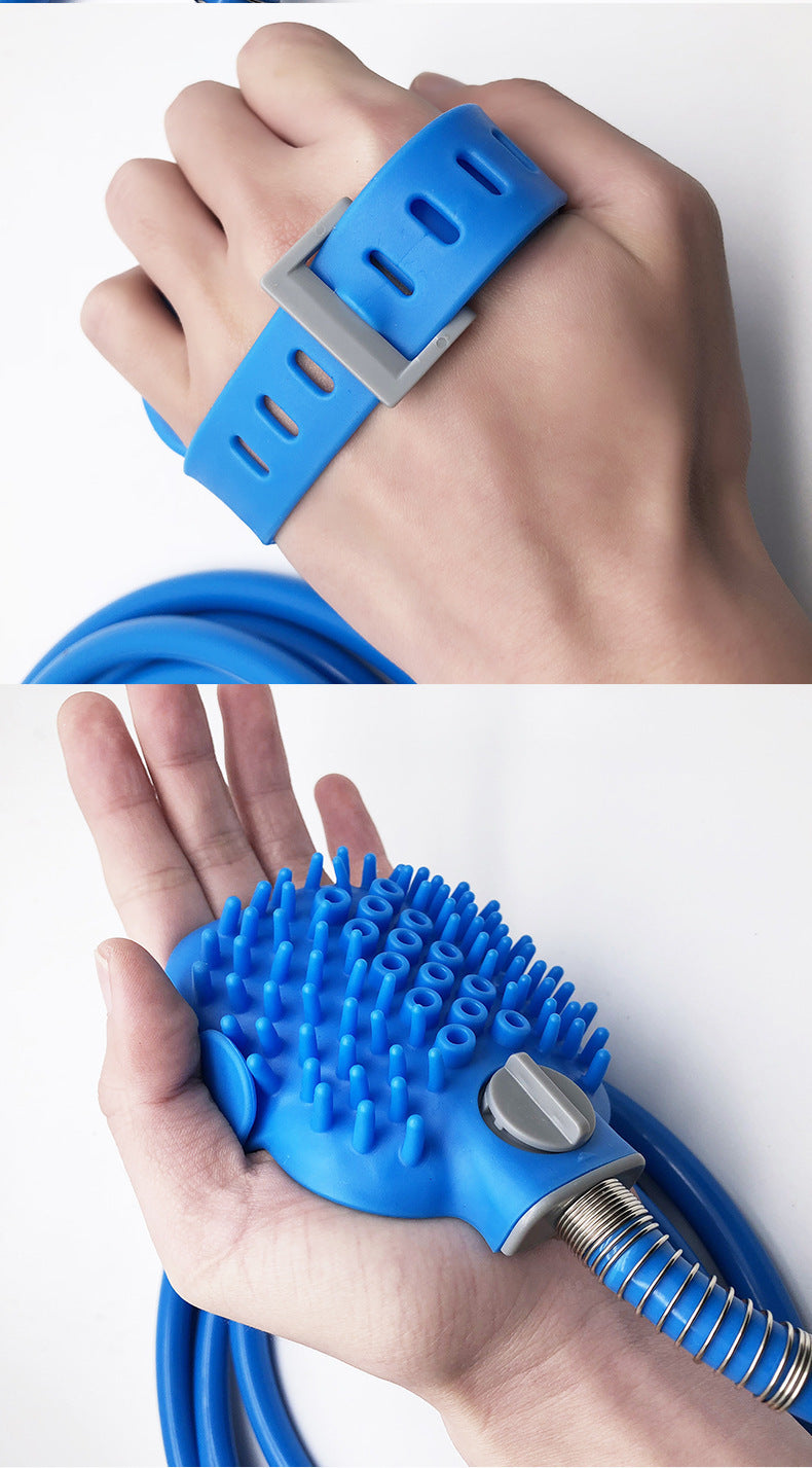 KFX-6163261 Silicone Bathing Gloves with Hand-Held Massage Brush for Pet Showering