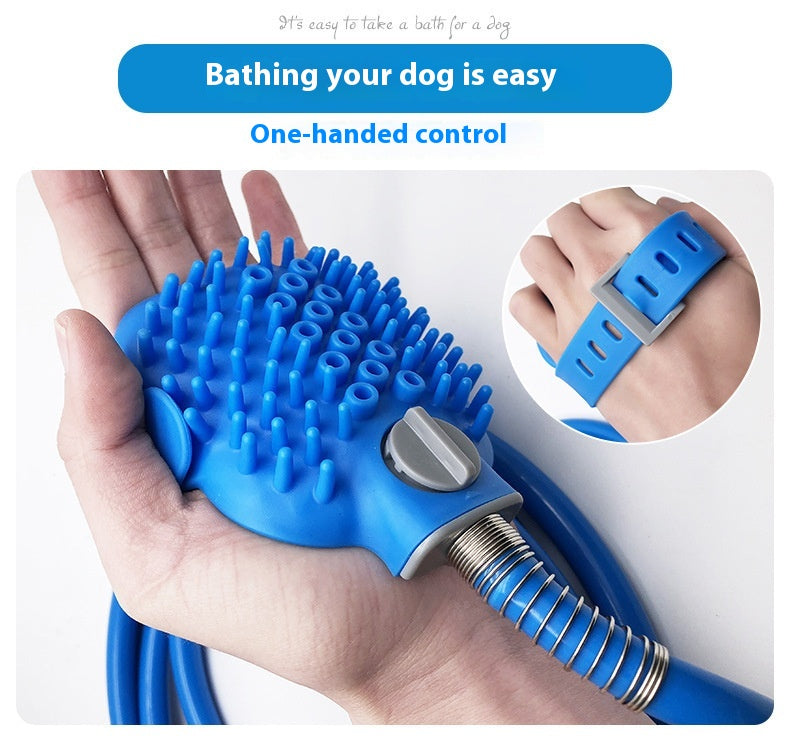 KFX-6163261 Silicone Bathing Gloves with Hand-Held Massage Brush for Pet Showering